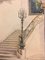 Alexander Schadan, Staircase, Marble Columns & Baroque Chandeliers, 1943, Watercolor, Image 7