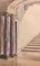 Alexander Schadan, Staircase, Marble Columns & Baroque Chandeliers, 1943, Watercolor, Image 8