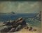 Unknown, Biarritz Beach Scene, 1947, Oil on Panel 1