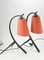 Mid-Century Hammered Wrought Iron Table Lamps with Coral Lampshade, 1970s, Set of 2 1