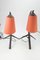Mid-Century Hammered Wrought Iron Table Lamps with Coral Lampshade, 1970s, Set of 2 3