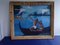 Artmann, Art Deco Pavatex, South Sea Canoe and Flamingo, Oil Painting with Bamboo Frame 16