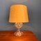 M1 Table Lamp by Ingo Maurer with Glass Base and Yellow Silk Shade, 1960s 2