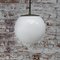 Vintage White Opaline Glass and Brass Top Pendant Lamp 5