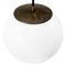Vintage White Opaline Glass and Brass Top Pendant Lamp 2