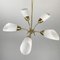 Brass and White Glass Chandelier, 1980s 4