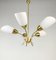 Brass and White Glass Chandelier, 1980s 3