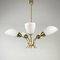 Brass and White Glass Chandelier, 1980s 2