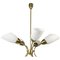 Brass and White Glass Chandelier, 1980s 1