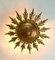 Mid-Century Spanish Sunburst Ceiling Light Fixture or Wall Sconce in Wrought Gilt Iron, 1960s 2