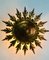 Mid-Century Spanish Sunburst Ceiling Light Fixture or Wall Sconce in Wrought Gilt Iron, 1960s 3