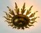 Mid-Century Spanish Sunburst Ceiling Light Fixture or Wall Sconce in Wrought Gilt Iron, 1960s 1