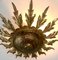 Mid-Century Spanish Sunburst Ceiling Light Fixture or Wall Sconce in Wrought Gilt Iron, 1960s 4