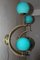 Mid-Century Italian Modern Brass and Turquoise Blue Glass Sconces, 1990s, Set of 2, Image 4