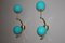Mid-Century Italian Modern Brass and Turquoise Blue Glass Sconces, 1990s, Set of 2 15