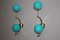 Mid-Century Italian Modern Brass and Turquoise Blue Glass Sconces, 1990s, Set of 2, Image 15