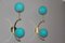 Mid-Century Italian Modern Brass and Turquoise Blue Glass Sconces, 1990s, Set of 2, Image 1