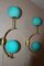 Appliques Mid-Century Moderne en Laiton et Verre Bleu Turquoise, Italie, 1990s, Set de 2 14