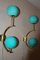 Mid-Century Italian Modern Brass and Turquoise Blue Glass Sconces, 1990s, Set of 2, Image 14