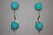 Appliques Mid-Century Moderne en Laiton et Verre Bleu Turquoise, Italie, 1990s, Set de 2 3