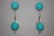 Mid-Century Italian Modern Brass and Turquoise Blue Glass Sconces, 1990s, Set of 2, Image 3