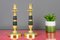 Französische Kerzenständer aus vergoldeter Bronze und patinierter Messing im Empire Stil, 2er Set 3