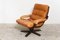 Nordic Cognac Leather Swivel Lounge Chair, Image 1