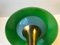 Small Vintage Italian Table Lamp in Brass and Green Glass, 1950s 6