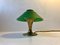 Small Vintage Italian Table Lamp in Brass and Green Glass, 1950s, Image 1