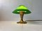 Small Vintage Italian Table Lamp in Brass and Green Glass, 1950s 3