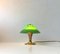 Small Vintage Italian Table Lamp in Brass and Green Glass, 1950s, Image 4