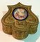 Gilt Bronze Box With Miniature Woman With Hat & Blue Enamel Border 3