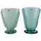 Vases in Turquoise Art Glass by Karin Hammar for Stockholm Glasbruk, Set of 2 1