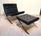 Barcelona Chair with Ottoman in Black Leather by Ludwig Mies van der Roh for Knoll International, 1960s, Set of 2 5