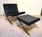 Barcelona Chair with Ottoman in Black Leather by Ludwig Mies van der Roh for Knoll International, 1960s, Set of 2, Image 5