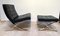Barcelona Chair with Ottoman in Black Leather by Ludwig Mies van der Roh for Knoll International, 1960s, Set of 2, Image 3