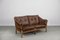 Skandinavisches Vintage 2-Sitzer Safari Sofa aus Eiche & Leder, 1960er 1