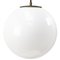 Vintage European White Opaline Glass Pendant Light with Brass Top, Image 1