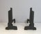 Modernist Cast Iron Andirons, 1950s, Set of 2 1