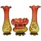 Enameled Crystal Vases, Set of 3 1