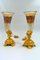 Bouquetières Émaillées en Bronze Doré et Vases en Cristal, Set de 2 2