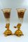 Bouquetières Émaillées en Bronze Doré et Vases en Cristal, Set de 2 12