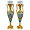 Porcelain Vases in Gilded Bronze and Crystal, Set of 2 1