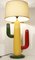 Large French Ceramic Cactus Table Lamp by Chatain François, 1990s 1