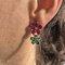 Gold, Emerald, and Ruby Floral Earrings, 1990s, Set of 2, Image 3