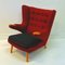 Scandinavian Red Wingback Armchair, 1950s 1