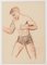 Adrienne Jouclard, Boxer, 1950er, Originale Zeichnung in Bleistift & Pastell 1