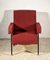 Fauteuil Vintage Rouge et Noir en Fer avec Bras Carrés, Italie, 1960s 2