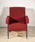 Vintage Italian Red & Black Iron Lounge Chair with Square Arms, 1960s 2