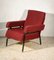 Fauteuil Vintage Rouge et Noir en Fer avec Bras Carrés, Italie, 1960s 3